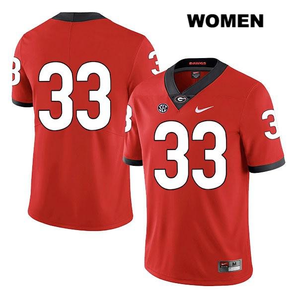 Georgia Bulldogs Women's Robert Beal Jr. #33 NCAA No Name Legend Authentic Red Nike Stitched College Football Jersey MOP5656CJ